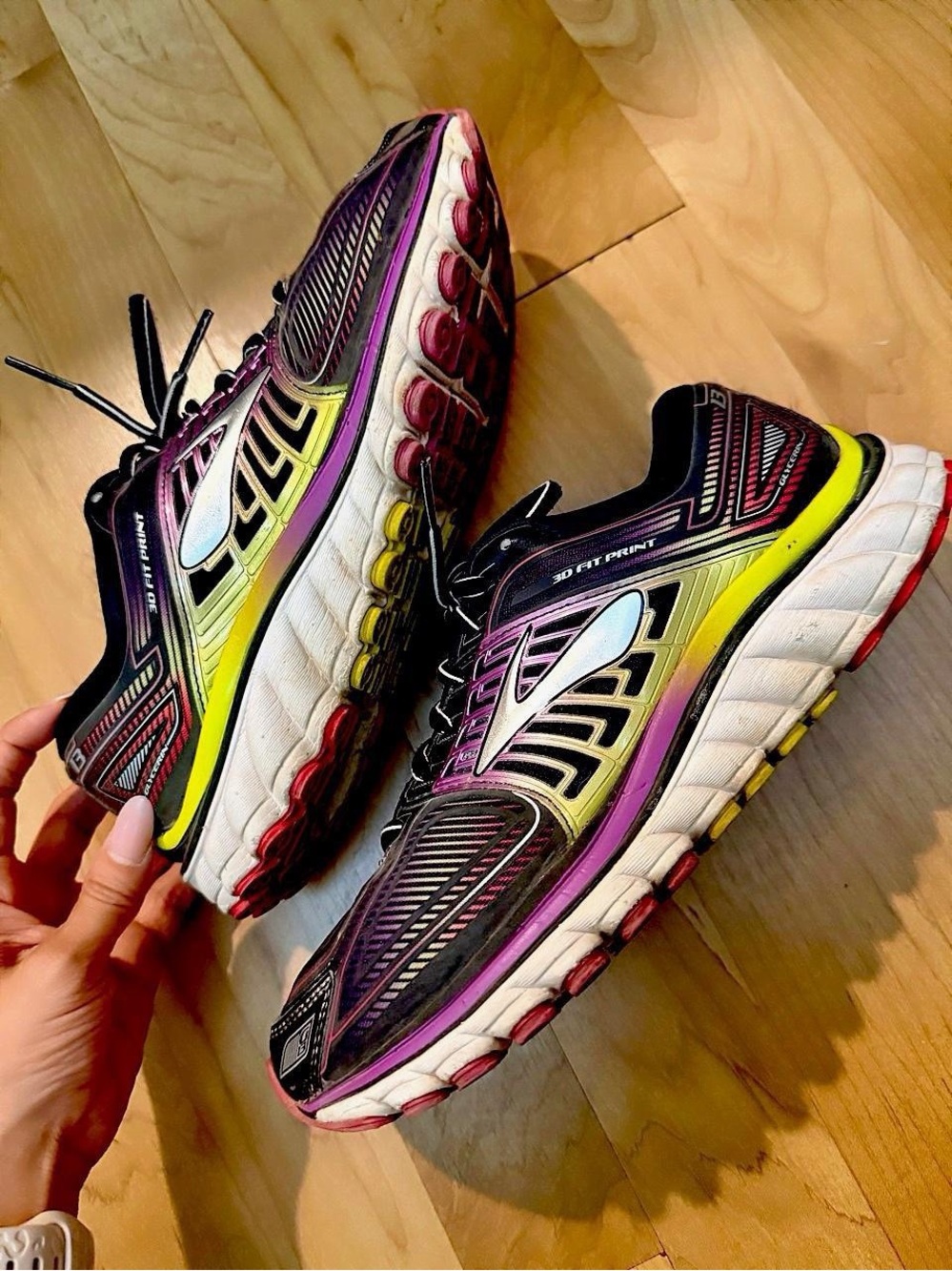 Women’s brooks Sneakers in Black, Purple & Yellow